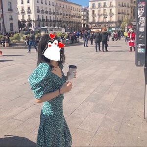 green puff sleeves dress,body shaping tailored